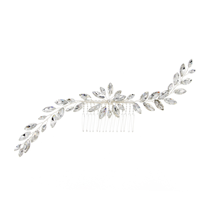 Schlichter und eleganter Kristall-Brauthaarkamm 