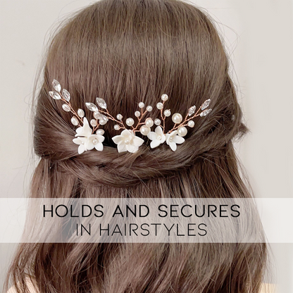 Schlichter und eleganter Braut-Haarkamm mit Blumenmuster 