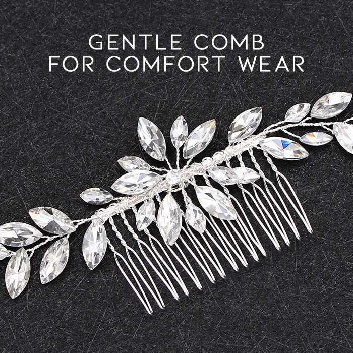 Schlichter und eleganter Kristall-Brauthaarkamm 