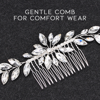 Schlichter und eleganter Kristall-Brauthaarkamm 