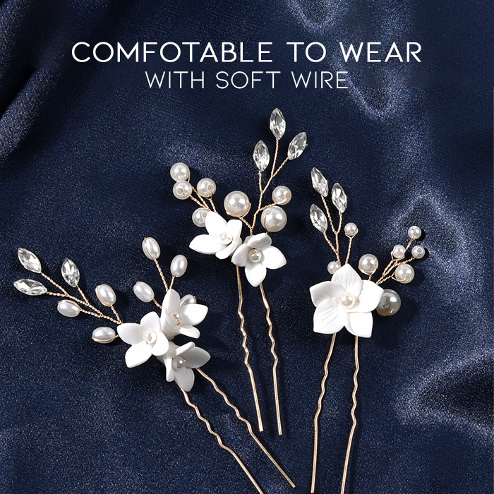 Schlichter und eleganter Braut-Haarkamm mit Blumenmuster 