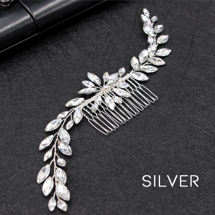 Schlichter und eleganter Kristall-Brauthaarkamm 