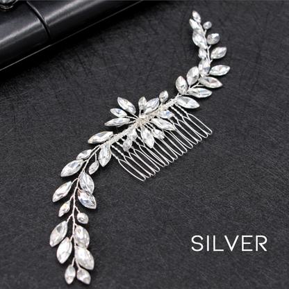 Schlichter und eleganter Kristall-Brauthaarkamm 