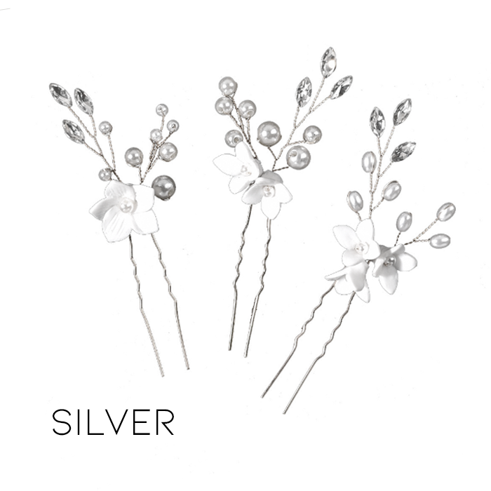 Schlichter und eleganter Braut-Haarkamm mit Blumenmuster 