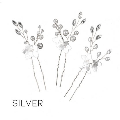 Schlichter und eleganter Braut-Haarkamm mit Blumenmuster 